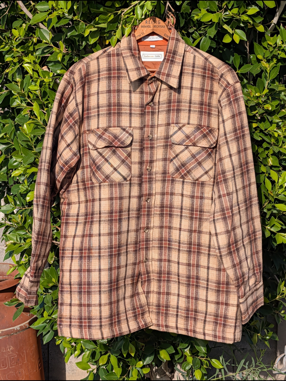 Vintage Anderson-Little Quilted Wool "Shacket" | Men’s Large | Earth-Tone Plaid